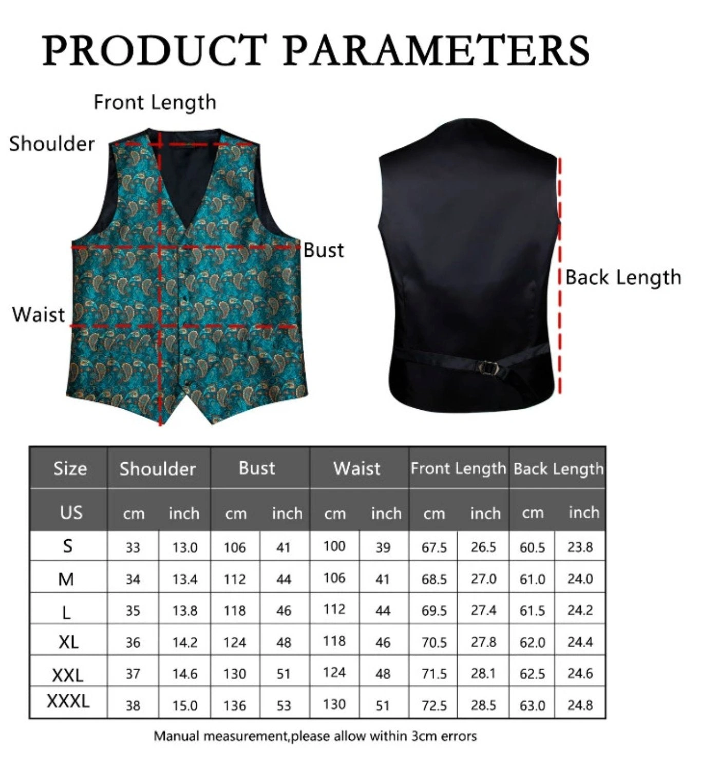 Groene Pauw Paisley Vest Set: Chic & Klasse! Stijlvolle Herenlook met Pocket Square & Cufflinks. Uniek MJ-0125.